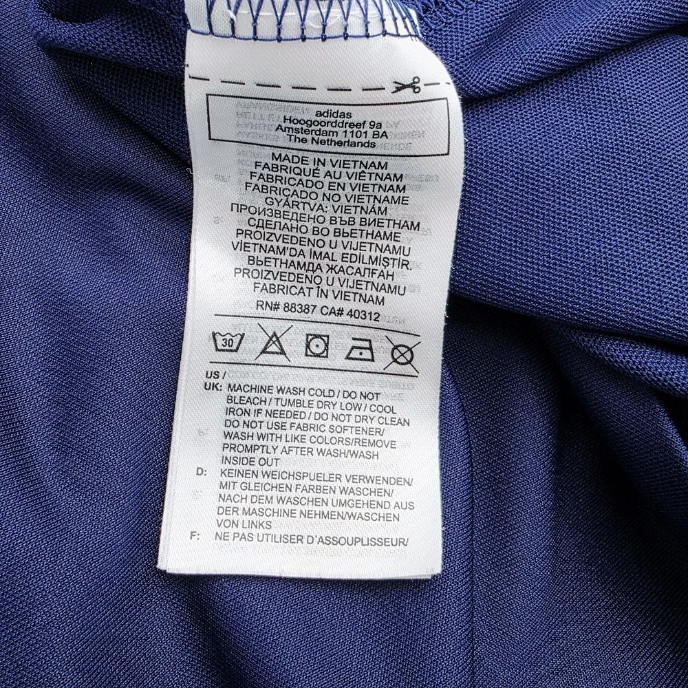 adidas Men's Large Navy Blue Polo Kubota‎ Embroidered Shirt 3 Striped Breathable